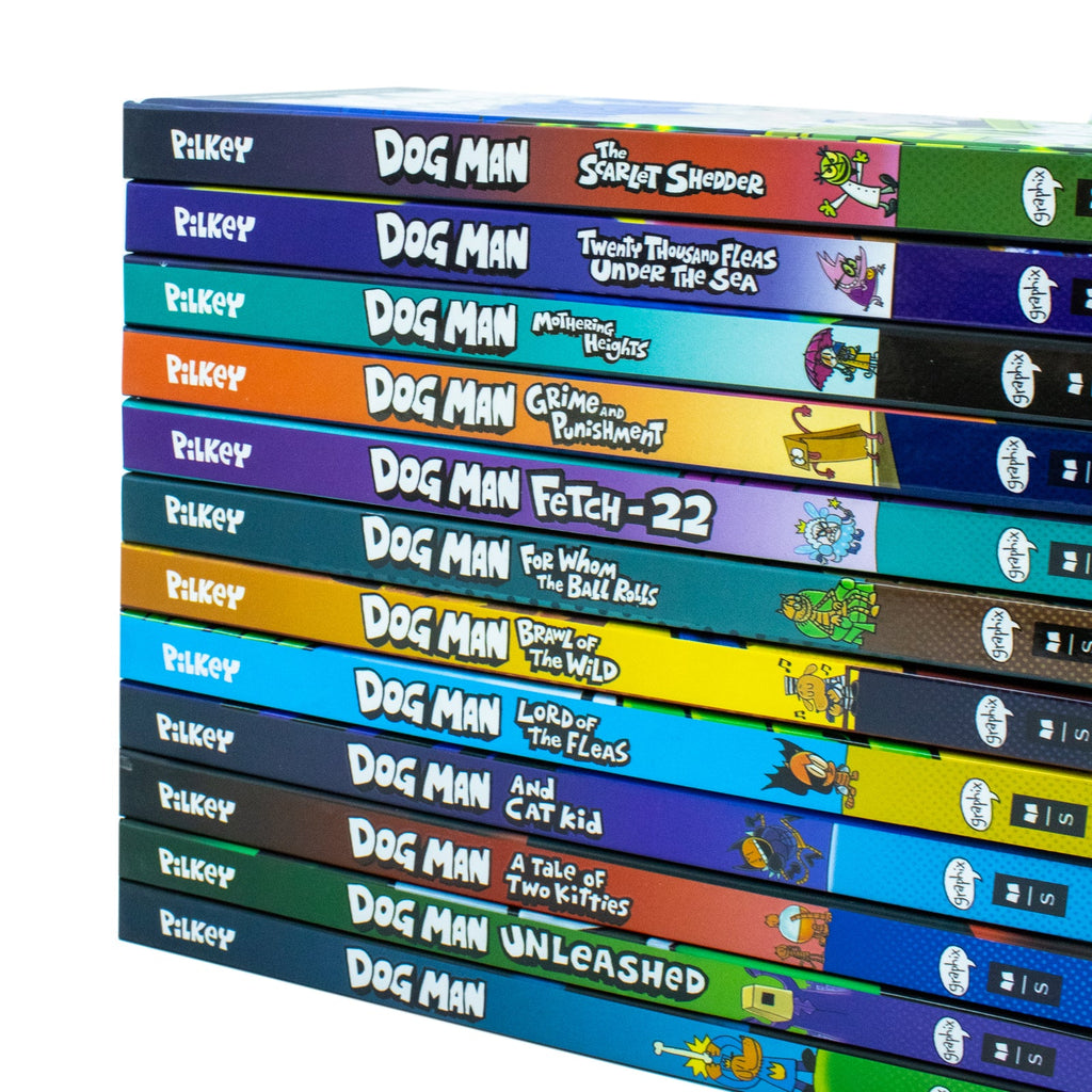 Dog Man (Book 1-12) by Dav Pilkey 12 Books Collection Set (Dog Man, Unleashed, A Tale of Two Kitties, Dog Man and Cat Kid)