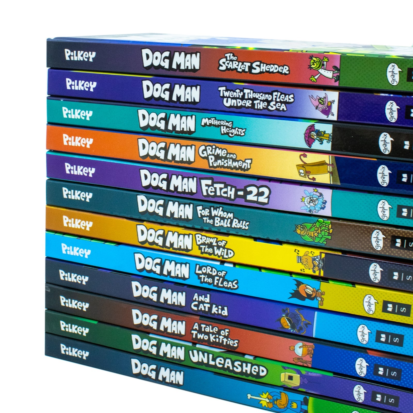 Dog Man (Book 1-12) by Dav Pilkey 12 Books Collection Set (Dog Man, Unleashed, A Tale of Two Kitties, Dog Man and Cat Kid)