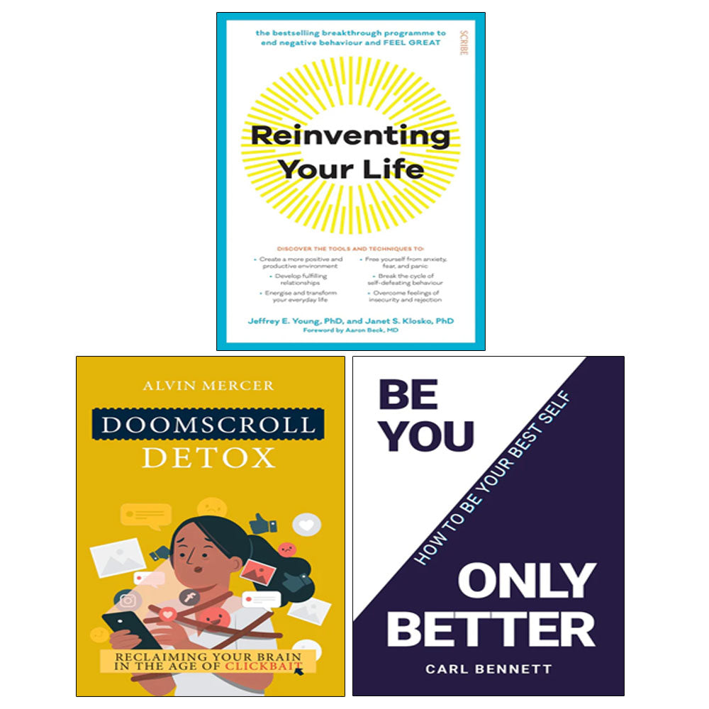 Reinventing Your Life, BE YOU, ONLY BETTER, Doomscroll Detox 3 Books Collection Set