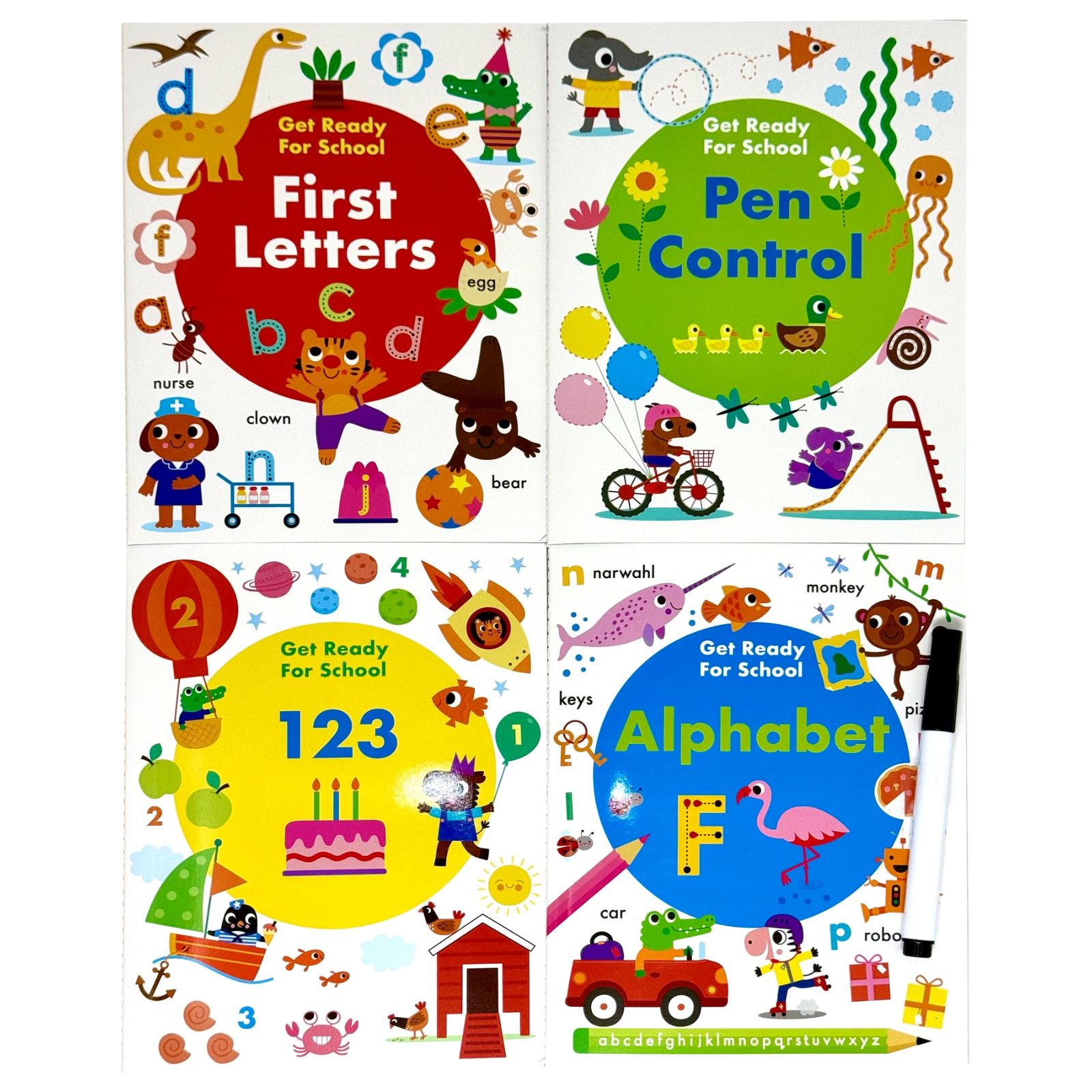 Wipe Clean Get Ready For School Activity Pack Collection 4 Books Set (with pen)