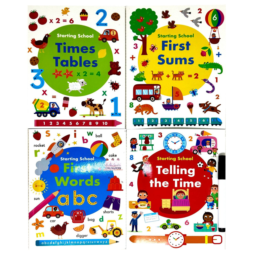 Wipe Clean Starting School Activity Pack Collection 4 Books Set (with pen)