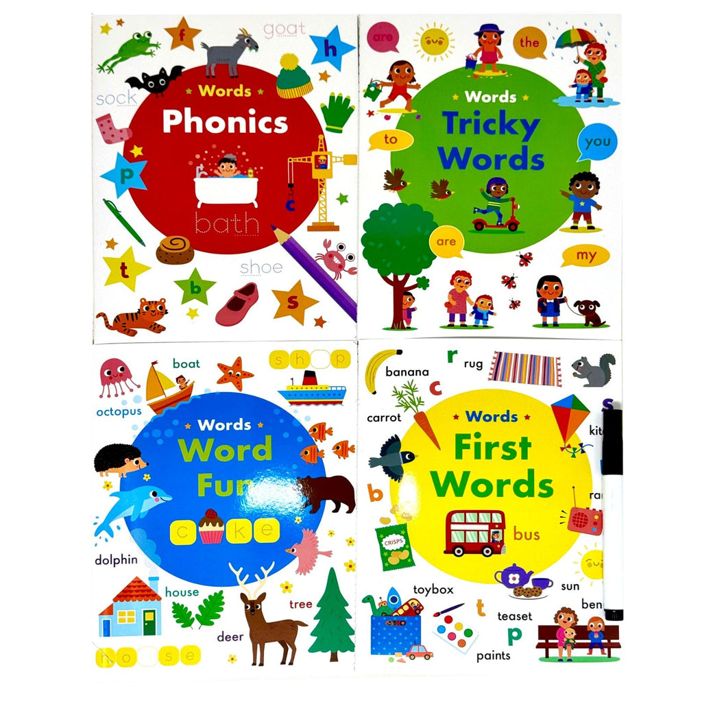 Wipe Clean Words Activity Pack Collection 4 Books Set (with pen)