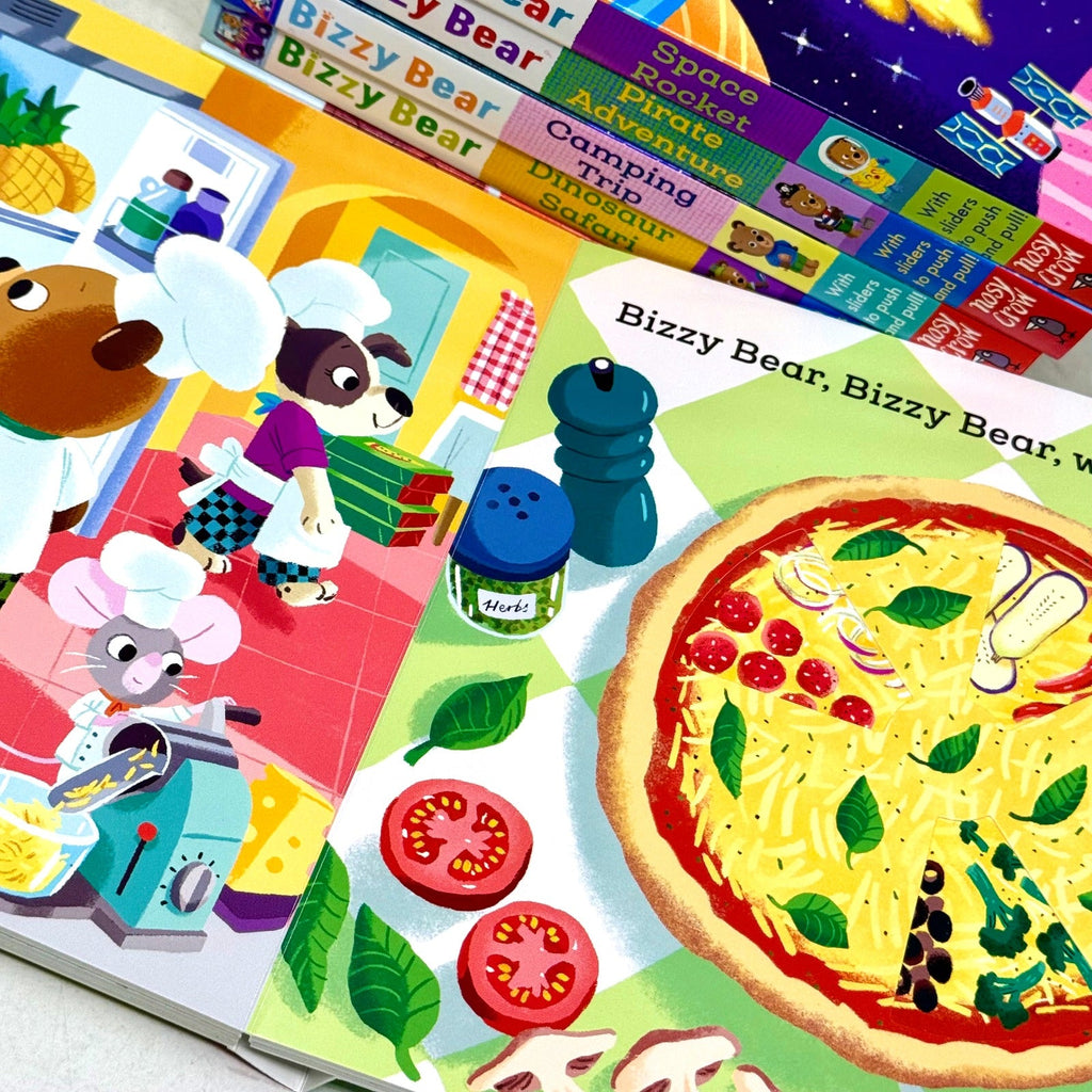 Bizzy Bear: Series 2 Collection 6 Board Books Set by Benji Davies (Zoo Ranger, Dinosaur Safari, Camping Trip, Pirate Adventure, Space Rocket & Pizza Time)