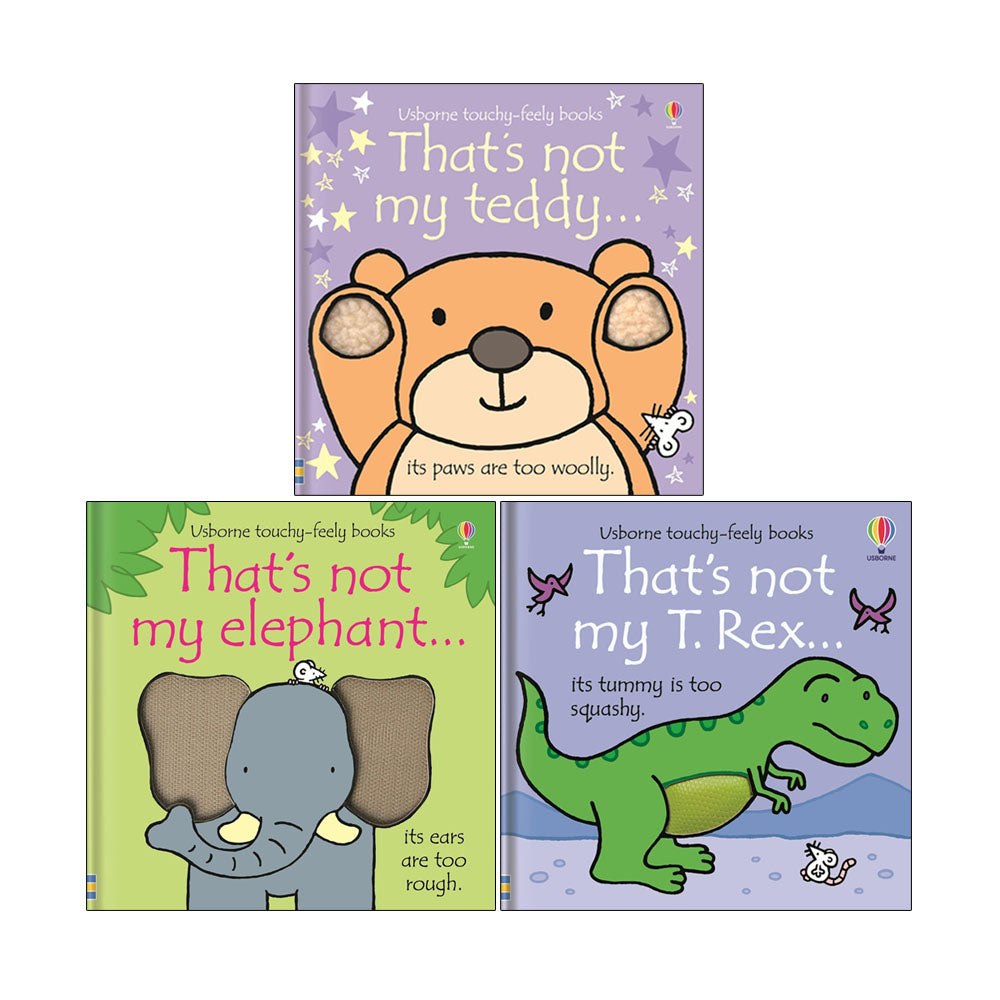 That's not my Series 3 Books Collection Set by Fiona Watt(That's not my elephant ,That's not my teddy &That's Not My T. Rex)