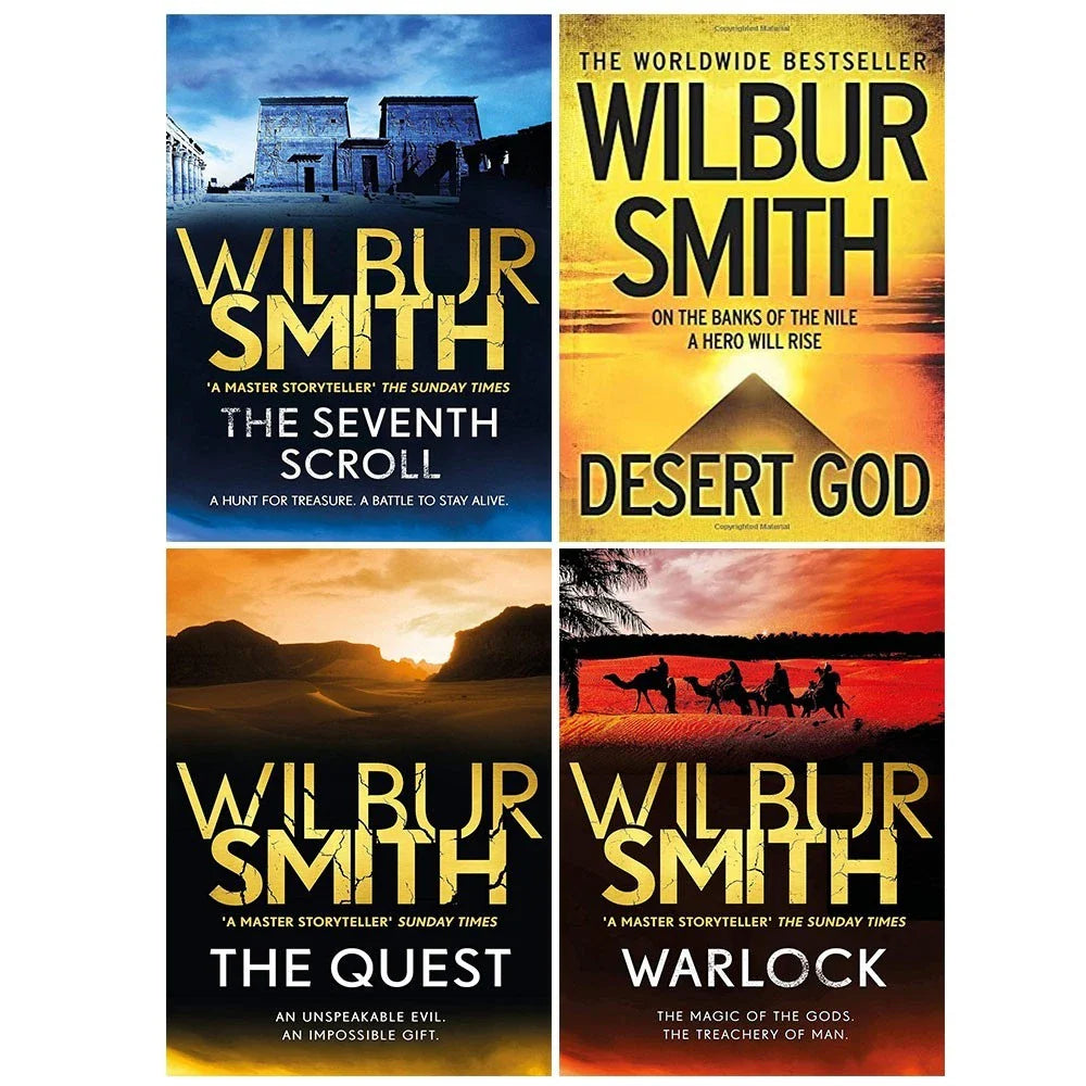 Wilbur Smith Egyptian 4 Books Set  (The Quest, Warlock, The Seventh Scroll, River God)