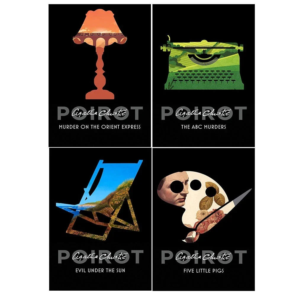 Chercule Best of Poirot 4 Books Set by Agatha Christie (The ABC Murders ,Evil Under The Sun, The Murder On The Orient Express, Five Little Pigs)