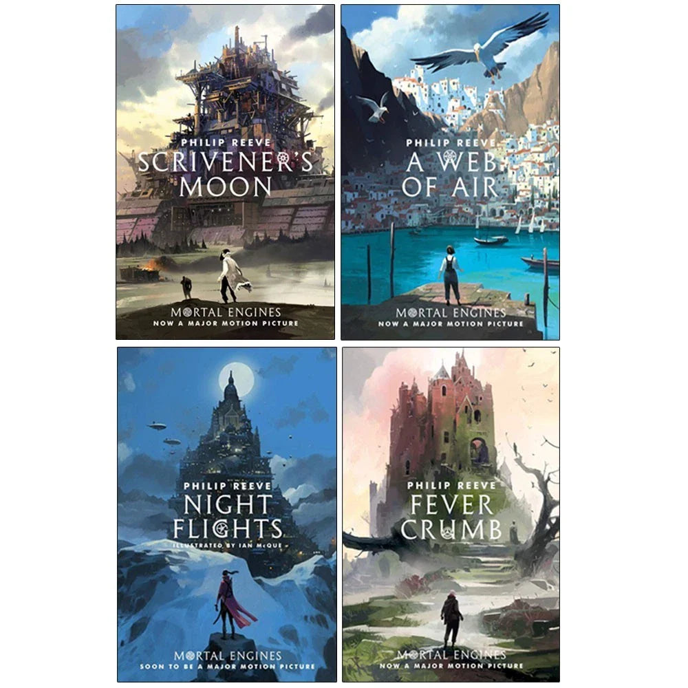 Mortal Engines 4 Books Collection Set by Philip ReeveA (Scrivener's Moon, Night Flights, Fever Crumb & A Web of Air)