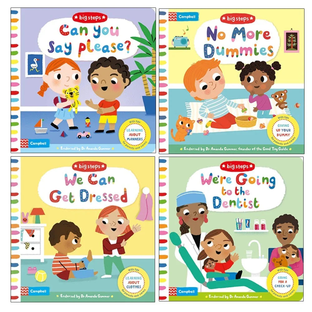 Campbell Books Campbell Big Steps Series Collection 4 Books Set(Can You Say Please?,We're Going to the Dentist,We Can Get Dressed & No More Dummies)