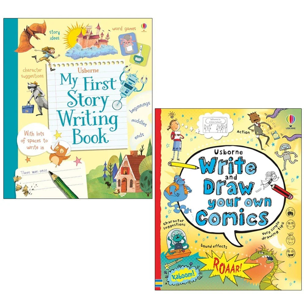 Usborne My First Story Writing Book, Write and Draw Your Own Comics 2 Books  Collection Set