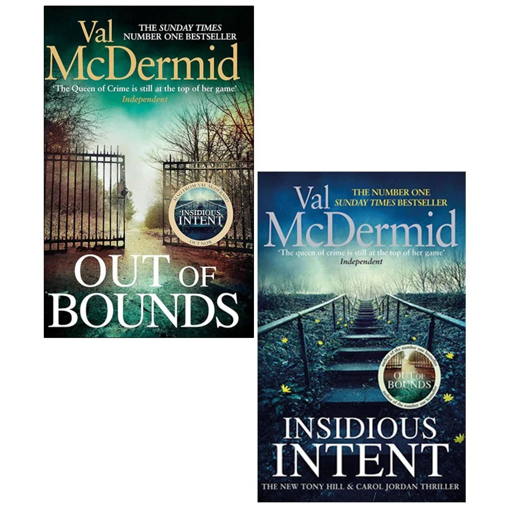 Tony hill and Carol Jordan Collection 2 Books Set by Val Mcdermid(insidious intent & out of bounds)