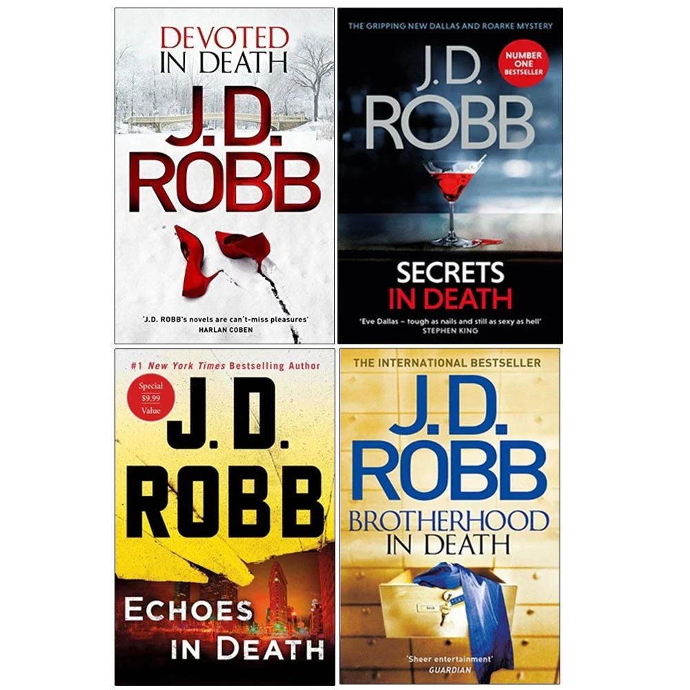 Jd Robb Death Series 9 Collection 4 Books Set (Brotherhood in Death, Echoes in Death,Secrets in Death & Devoted in Death)