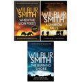 Courtney Family Novels Series 3 Books Collection Set by Wilbur Smith (When the Lion Feeds, A Sparrow Falls &The Burning Shore)