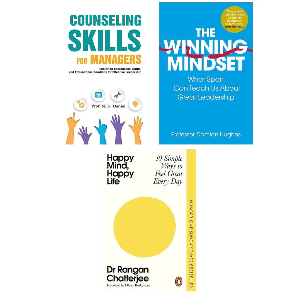 Happy Mind, Happy Life, Winning Mindset, Counseling Skills For Managers 3 Books Collection Set