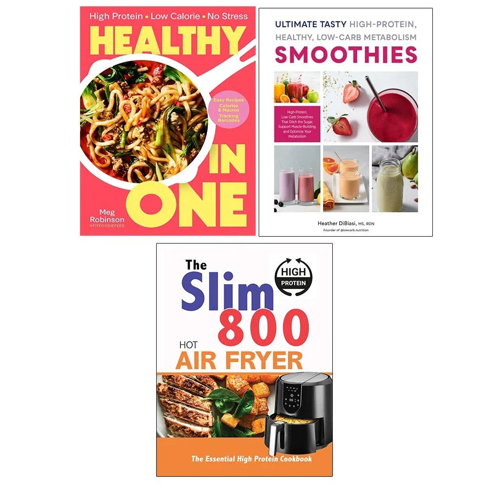 Healthy in One(HB), Slim 800 Hot Air Fryer,Ultimate Tasty High Protein 3 Books Collection Set