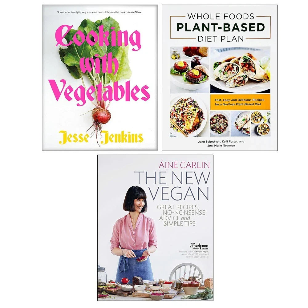 Cooking With Vegetables,Whole Foods Plant- Based Diet Plan,New Vegan 3 Books Collection Set