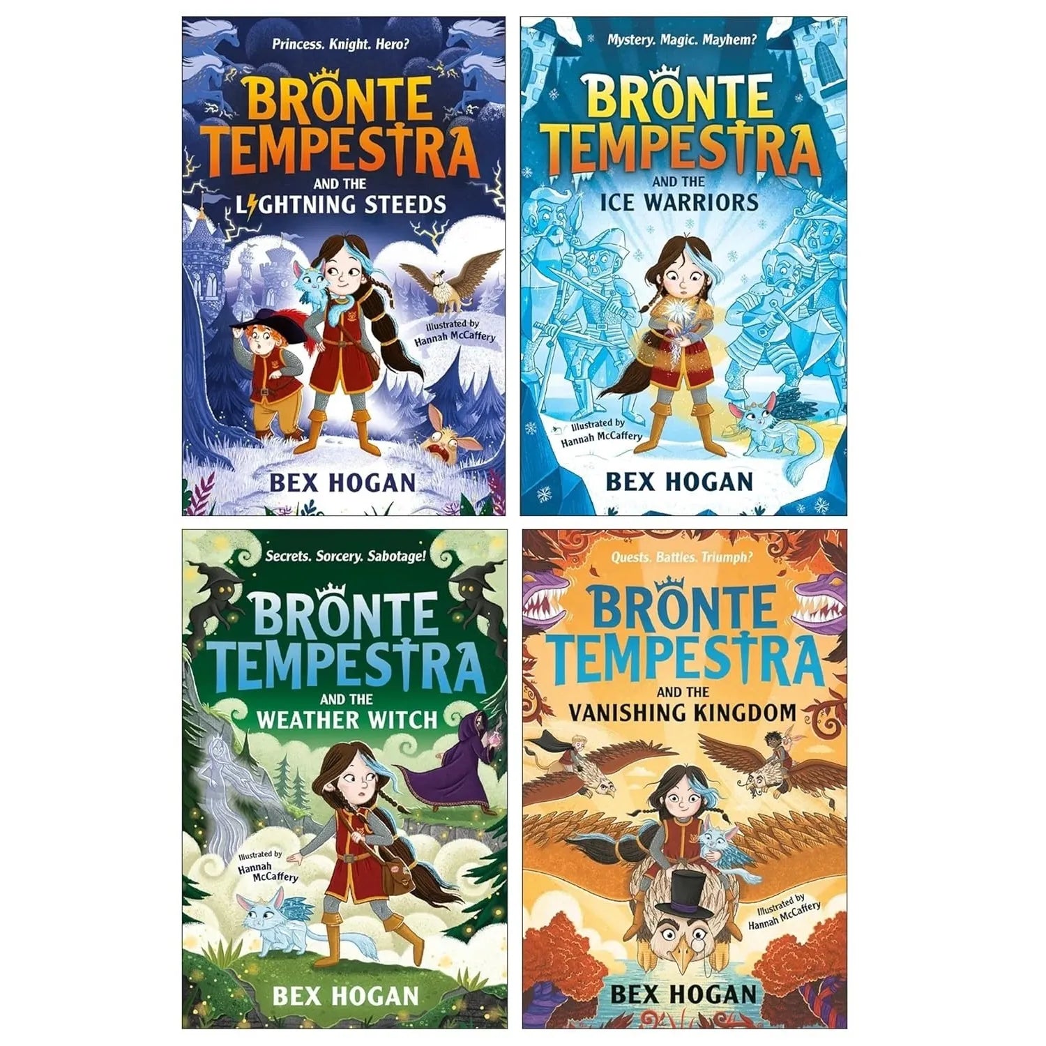 Bronte Tempestra Series Illustrated 4 Books Collection Set by Bex Hogan(Bronte Tempestra and the Lightning Steeds ,Bronte Tempestra and the Ice Warriors, Bronte Tempestra and the Weather Witch & Bronte Tempestra and the Vanishing Kingdom
