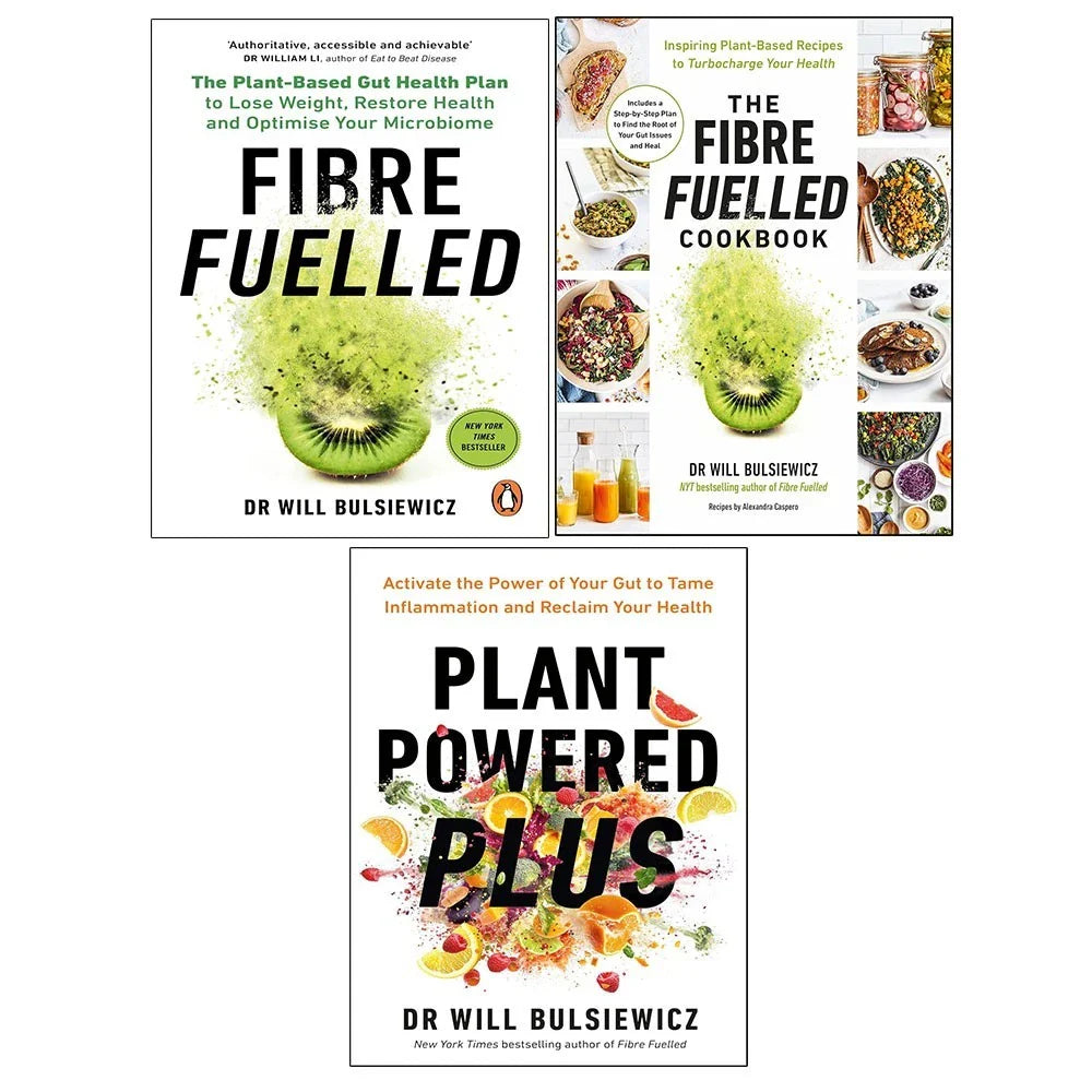 Dr Will Bulsiewicz Collection 3 Books Set(Fibre Fuelled,The Fibre Fuelled Cookbook & Plant Powered Plus)