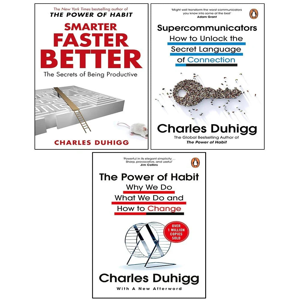 Charles Duhigg Collection 3 Books Set(Supercommunicators ,Smarter Faster Better  & The Power of Habit)