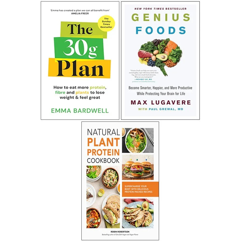 30g Plan,Natural Plant Protein,Genius Foods(HB) 3 Books Collection Set