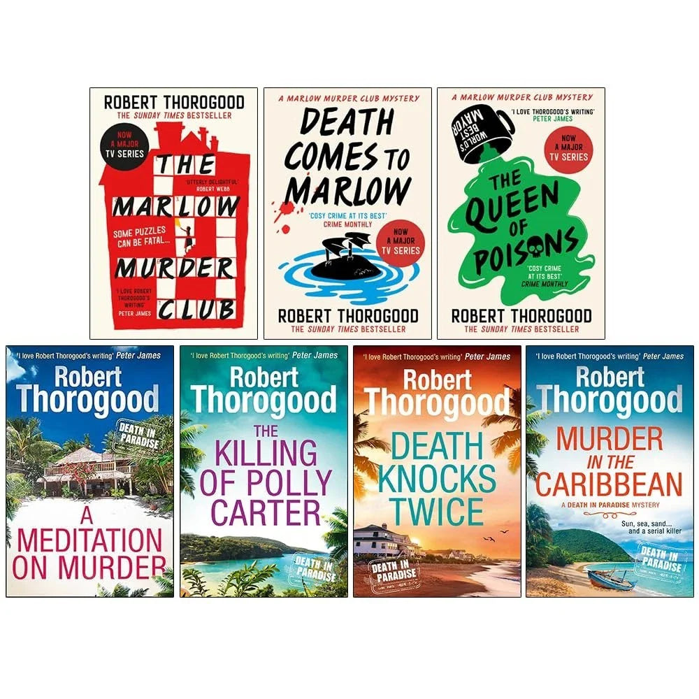 Robert Thorogood Collection 7 Books Set (The Marlow Murder Club, Death Comes to Marlow ,The Queen of Poisons, A Meditation on Murder, The Killing Of Polly Carter ,Death Knocks Twice & Murder in the Caribbean)