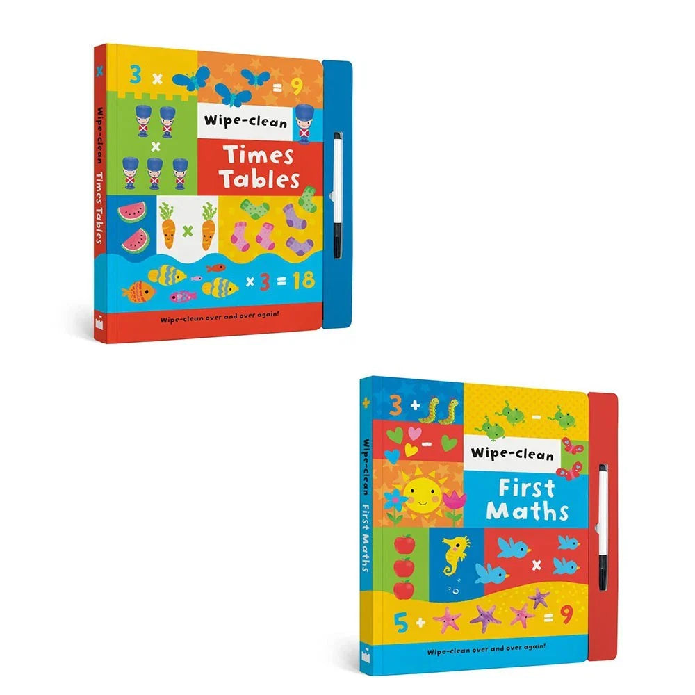Sandcastle Books 2 Books Set First Maths, Times Tables Wipe Clean Board book