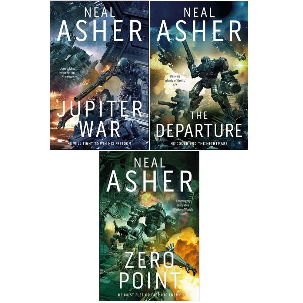 Neal Asher Owner Trilogy 3 Books Collection(The Departure, Zero Point  & Jupiter War)