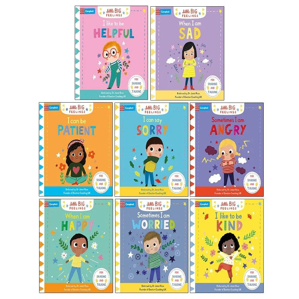 Campbell Little Big Feelings Series 8 Books Collection Set (I Like to be Kind, Sometimes I Am Worried, When I am Happy, Sometimes I Am Angry, I Like To Be Helpful, When I am Sad and More)