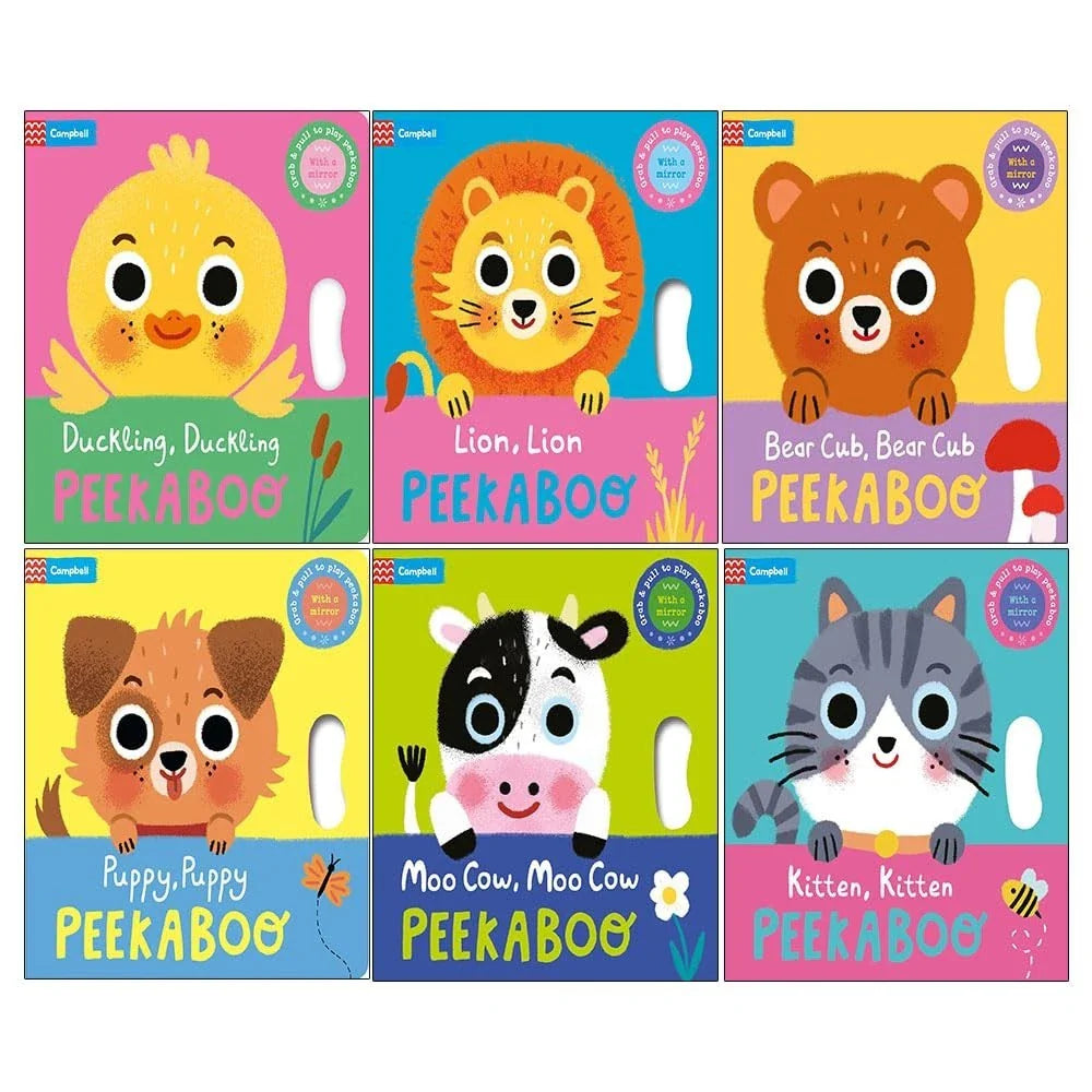 Peekaboo Series 6 Books Collection Set by Campbell Books (Duckling Duckling, Lion Lion, Bear Cub Bear Cub, Puppy Puppy, Moo Cow Moo Cow, Kitten, Kitten,)