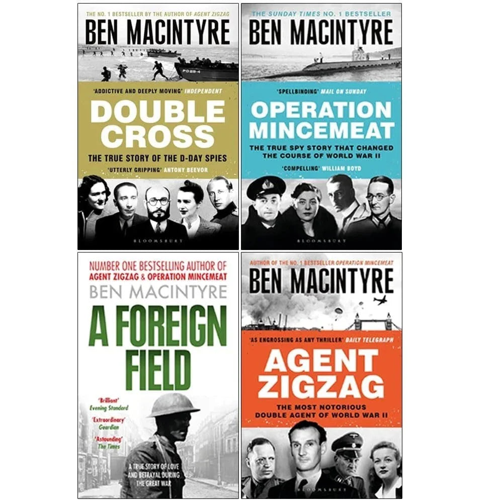 Ben Macintyre 4 Books The True Story Collection Set(Double Cross, Operation Mincemeat ,A Foreign Field  & Agent Zigzag)