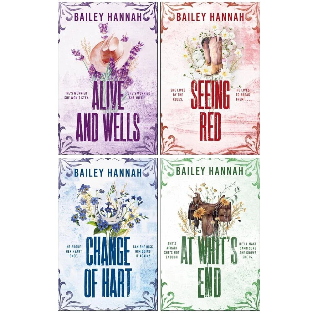 Wells Ranch Series 1-4 Books Collection Set By Bailey Hannah(Alive and Wells, Seeing Red ,Change of Hart & At Whit's End)