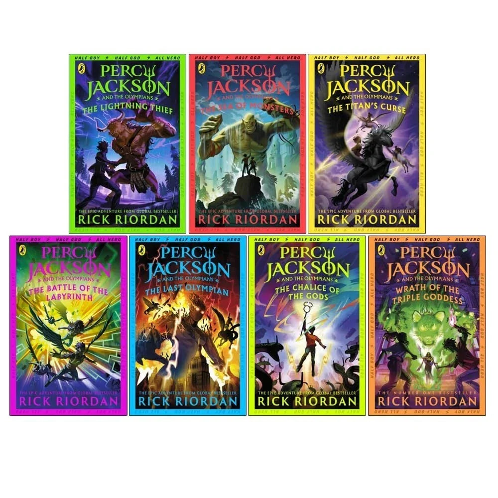 Percy Jackson and the Olympians Series 1-7 Books Collection Set by Rick Riordan