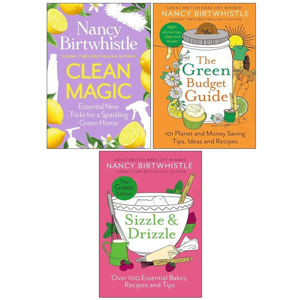 Nancy Birtwhistle Collection 3 Books Set(Green Budget Guide,Sizzle & Drizzle & Clean Magic)