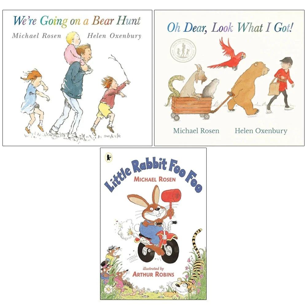 Michael Rosen Collection 3 Books Set(Little Rabbit Foo Foo,Oh Dear, Look What I Got! [] & We're Going on a Bear Hunt)