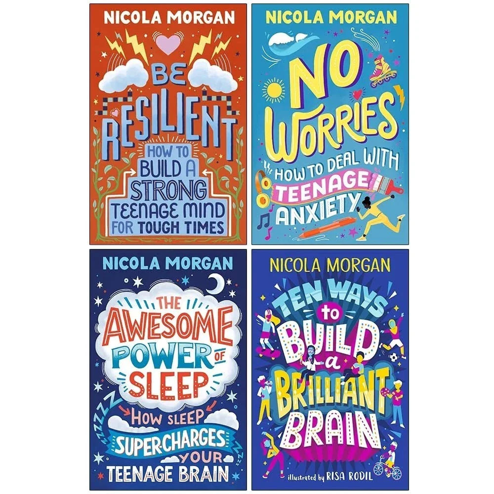 Nicola Morgan Collection 4 Books Set(Be Resilient,No Worries,Awesome Power of Sleep & Ten Ways to Build a Brilliant Brain)