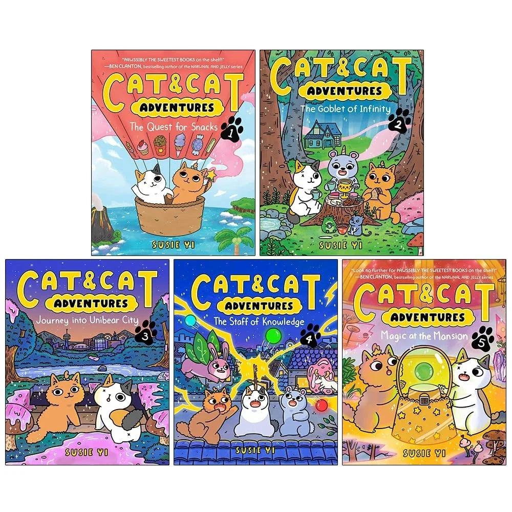 Cat & Cat Adventures Series 5 Books Collection Set By Susie Yi