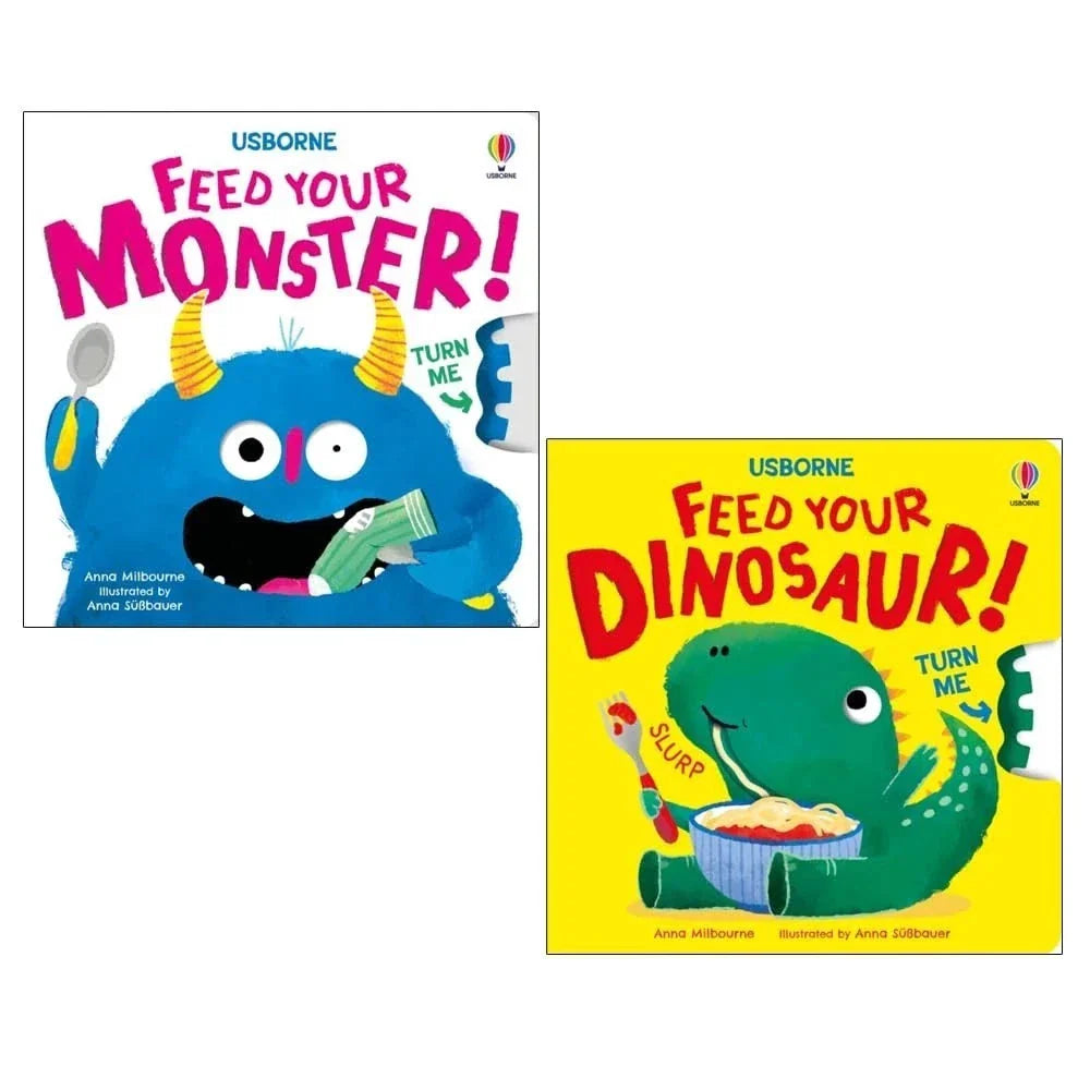 Turn the Wheel Collection 2 Books Set By Anna Milbourne(Feed your Monster & Feed your Dinosaur)