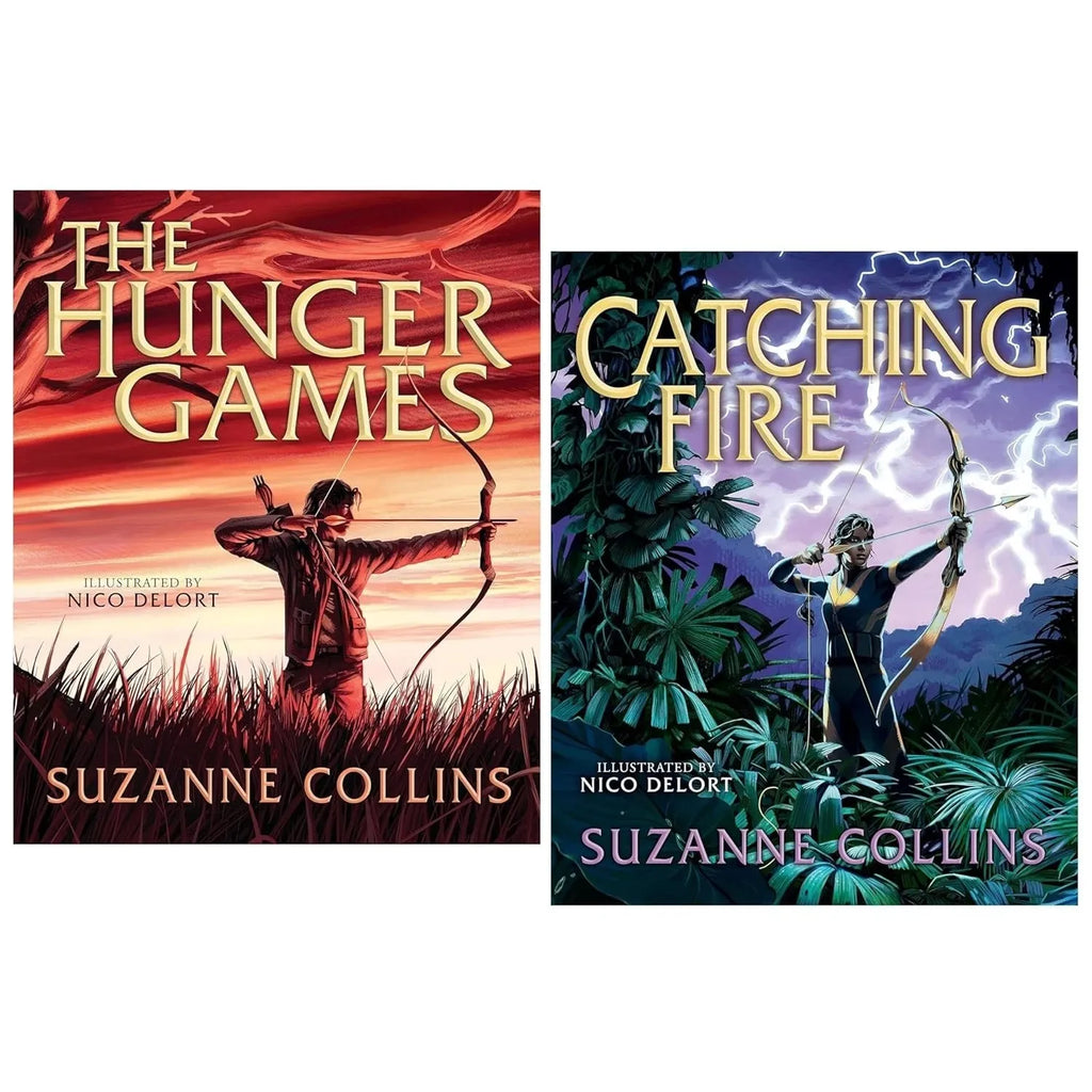 The Hunger Games Illustrated Edition by Suzanne Collins 2 Books Collection Set