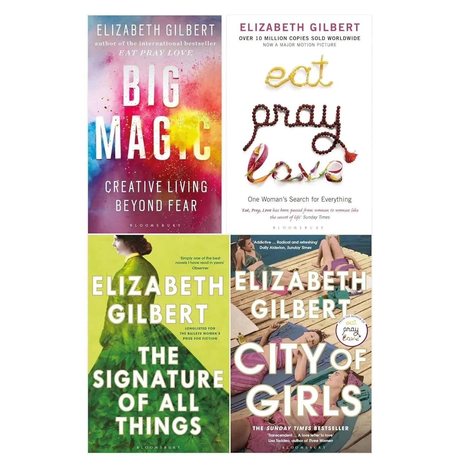 Elizabeth Gilbert Collection 4 Books Set(The Signature of All Things, City of Girls, Eat Pray Love & Big Magic)