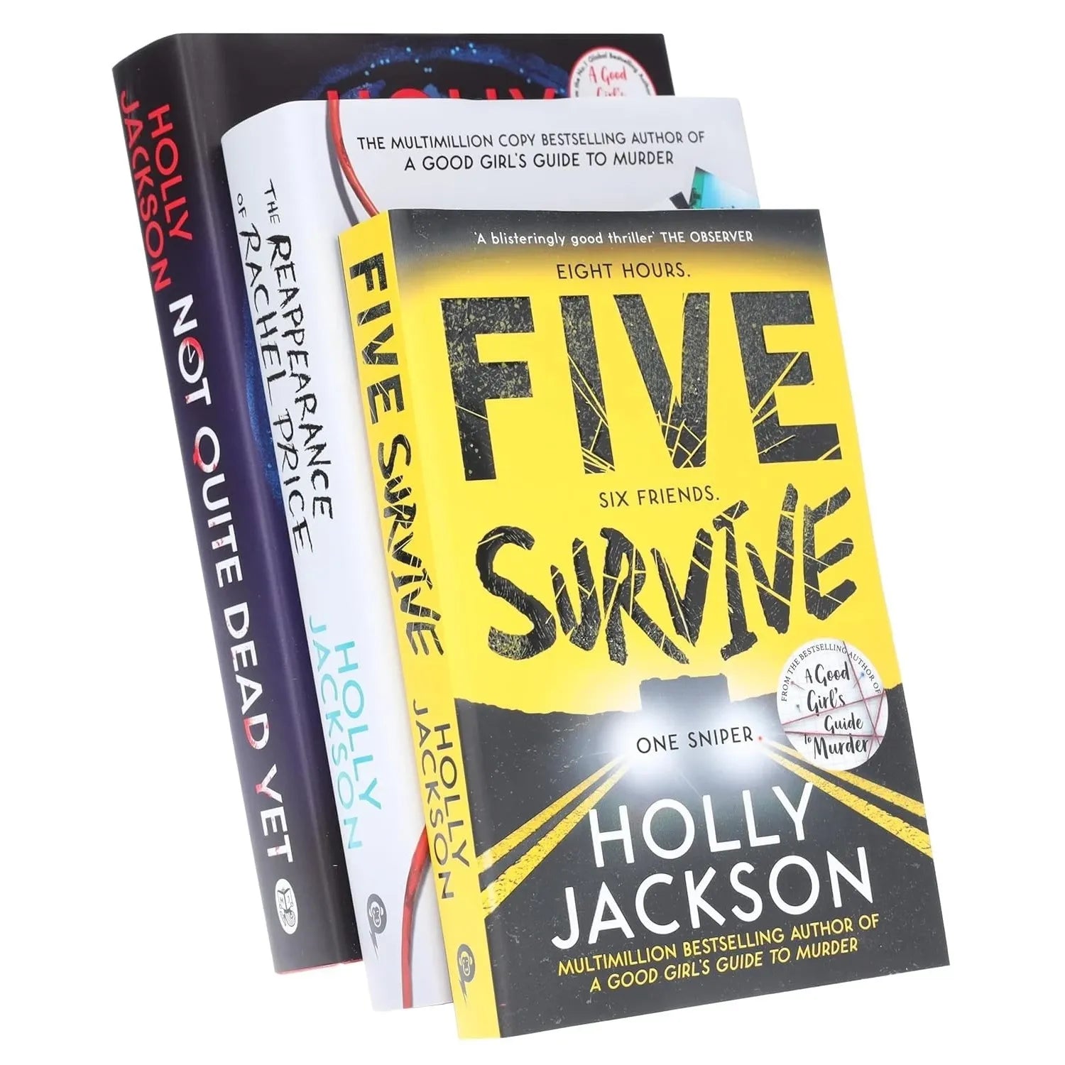 Holly Jackson's 3 Books Collection Set(The Reappearance of Rachel Price,Five Survive &  Not Quite Dead Yet )