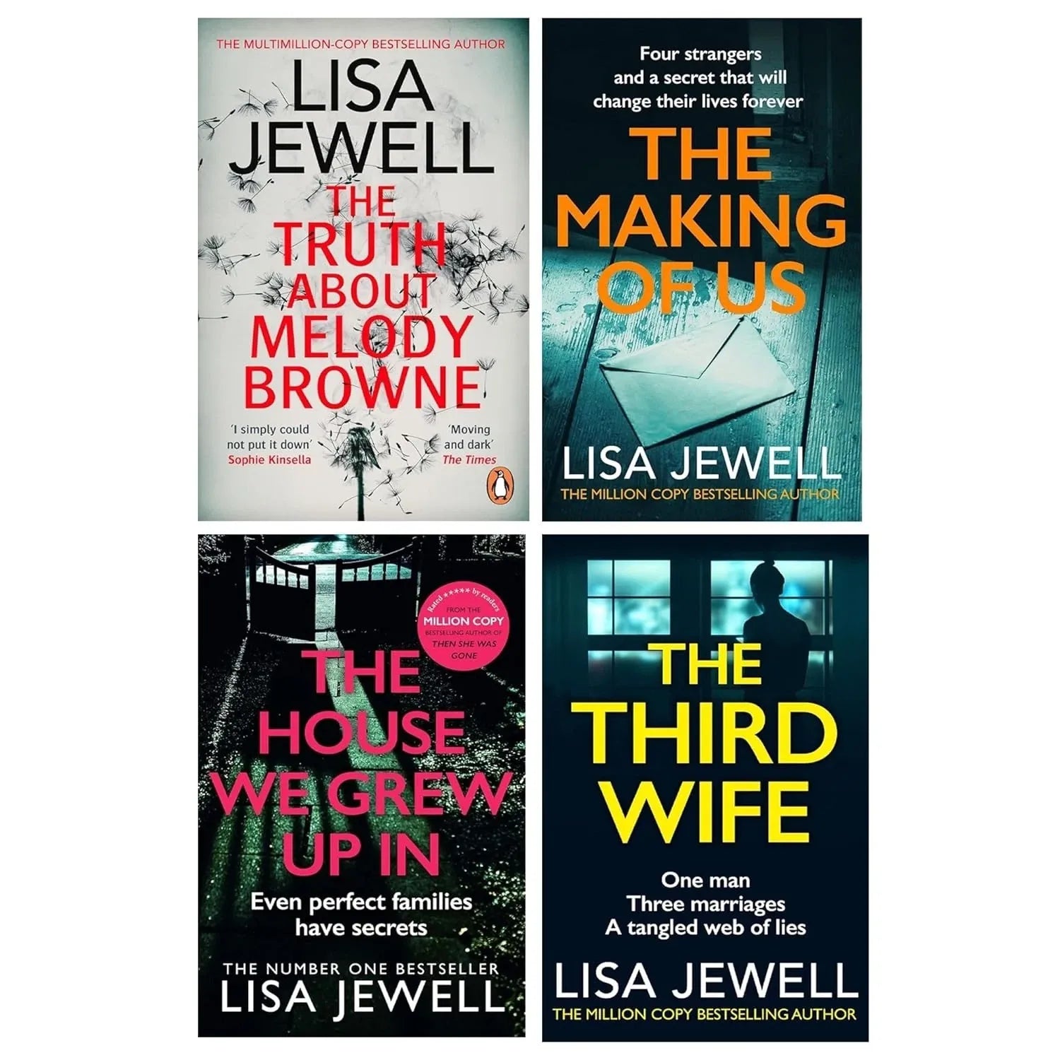 Lisa Jewell Collection 4 Books Set(The Truth About Melody Browne, The Making of Us, The House We Grew Up In  &The Third Wife)