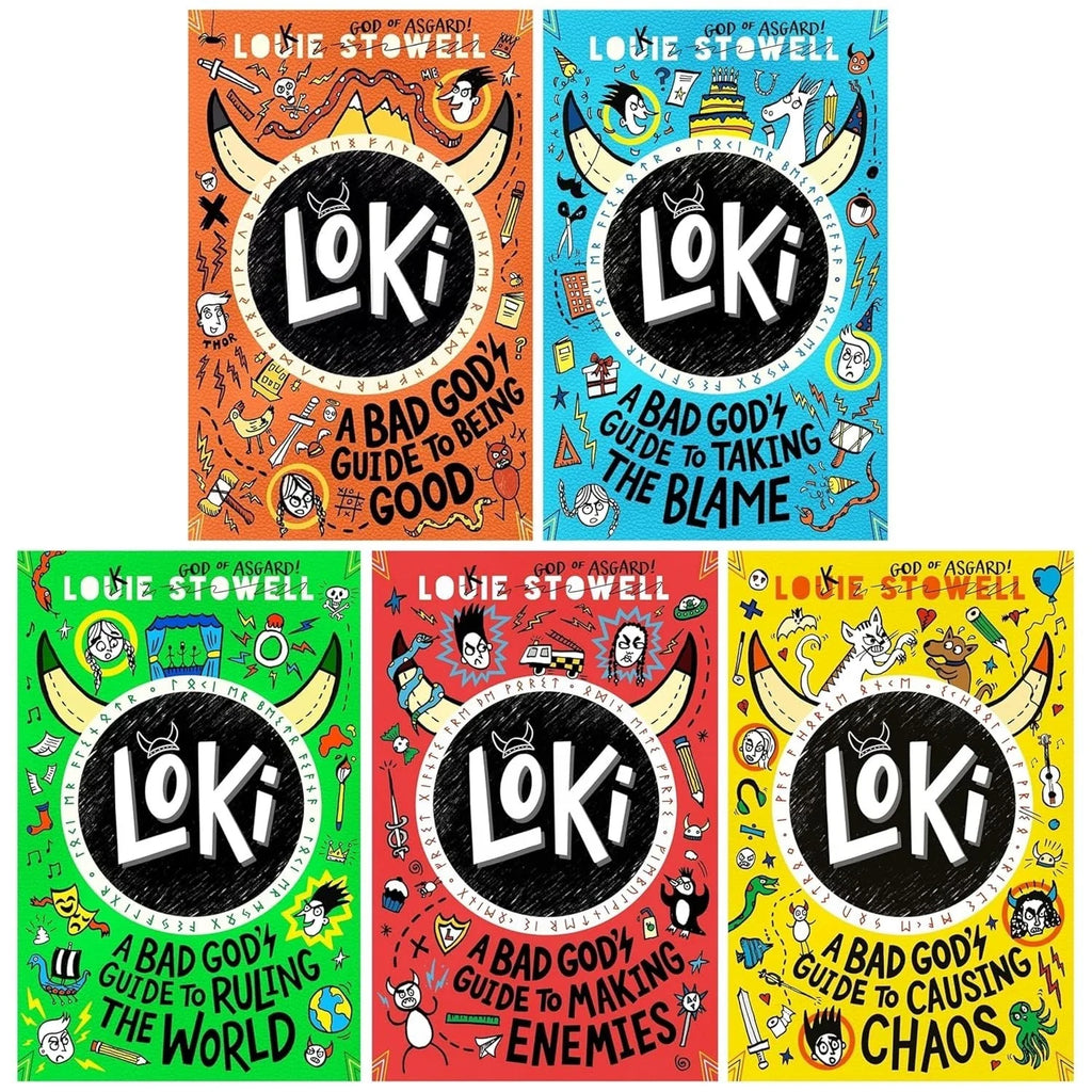 Loki: A Bad God's Guide Series by Louie Stowell 5 Books Collection Set (Being Good, Taking the Blame, Ruling the World, Making Enemies and Causing Chaos)