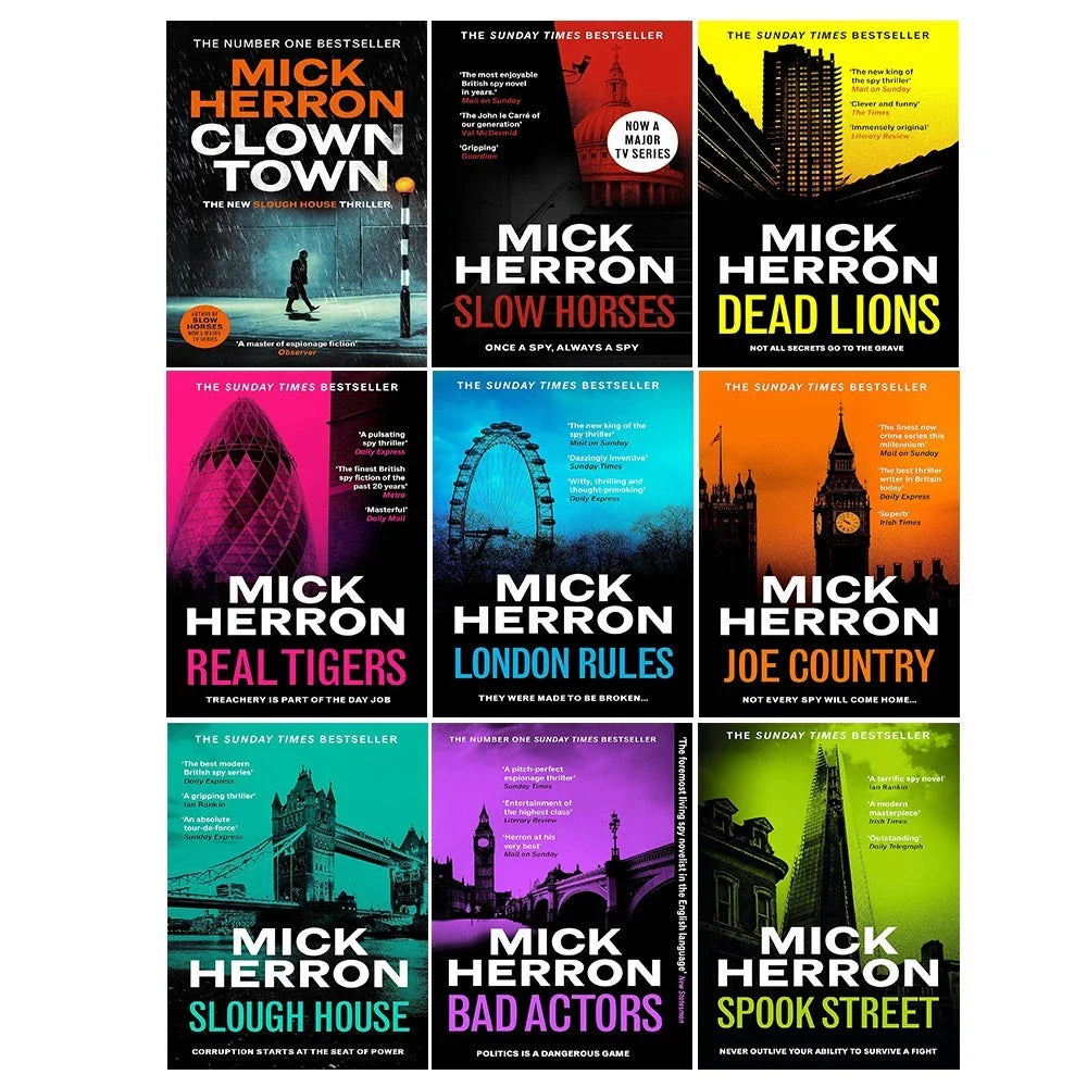 Slough House Thriller Series 9 Books Collection Set by Mick Herron (Slow Horses, Dead Lions, Real Tiger, Spook Street & More)