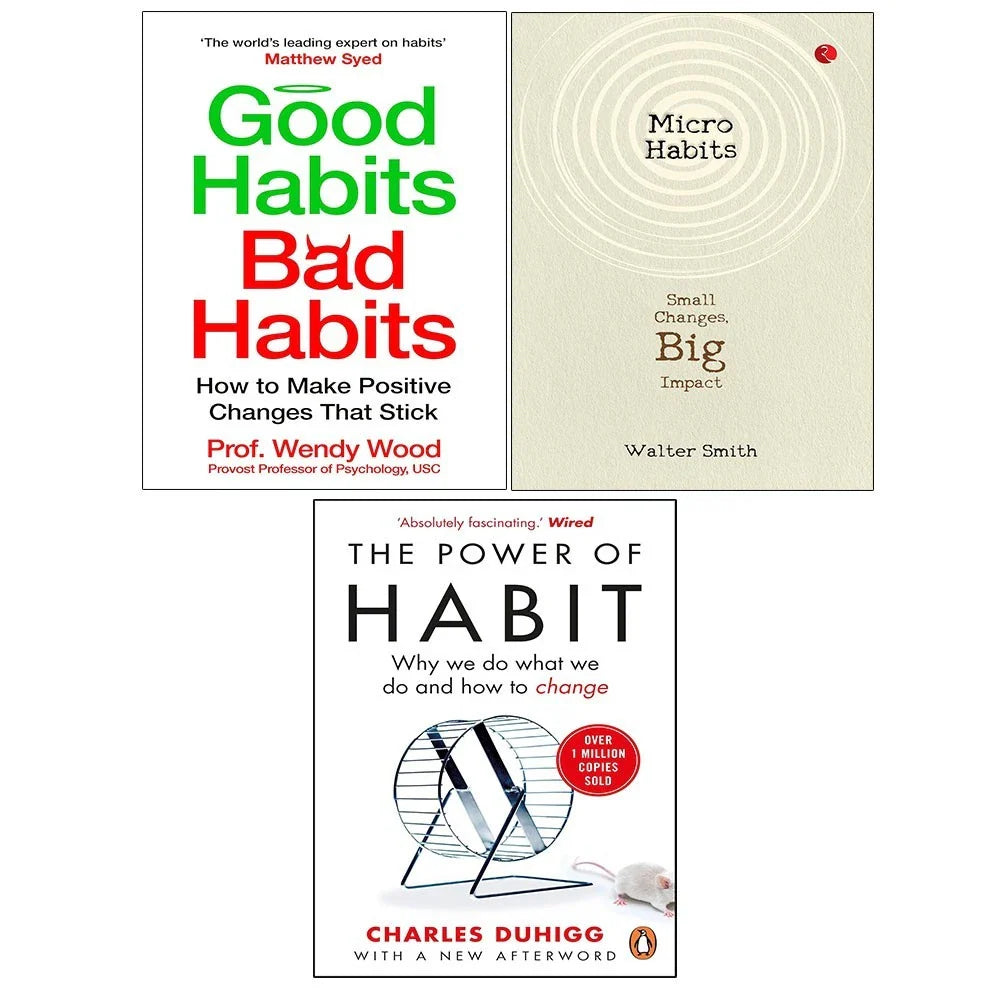 Micro Habits, Good Habits Bad Habits Wendy Wood, Power of Habit 3 Books Set