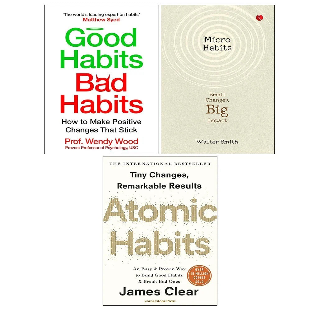 Atomic Habits,Micro Habits, Good Habits Bad Habits Wendy Wood 3 Books Set