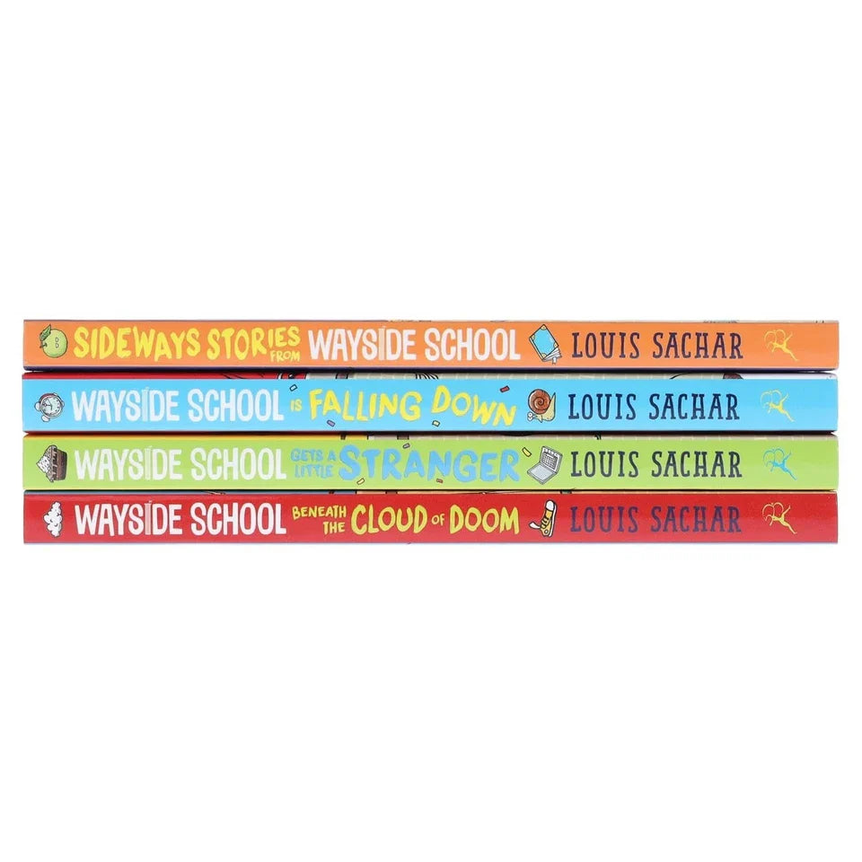 Wayside School Series by Louis Sachar 4 Books Set(Wayside School,Falling Down, Gets a Little Stranger  &  Beneath the Cloud of Doom )