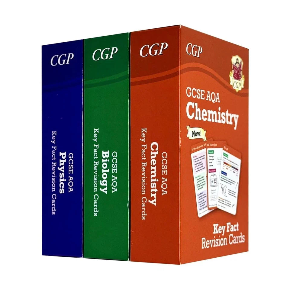 GCSE Biology AQA Key Fact Revision Cards Set of 3 (Biology, Chemistry, Physics)