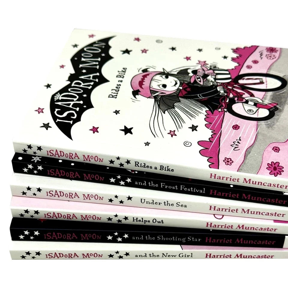 Isadora Moon Series By Harriet Muncaster illustrated 6 Books Collection Set (Isadora Moon Rides a Bike, Helps Out, The New Girl)