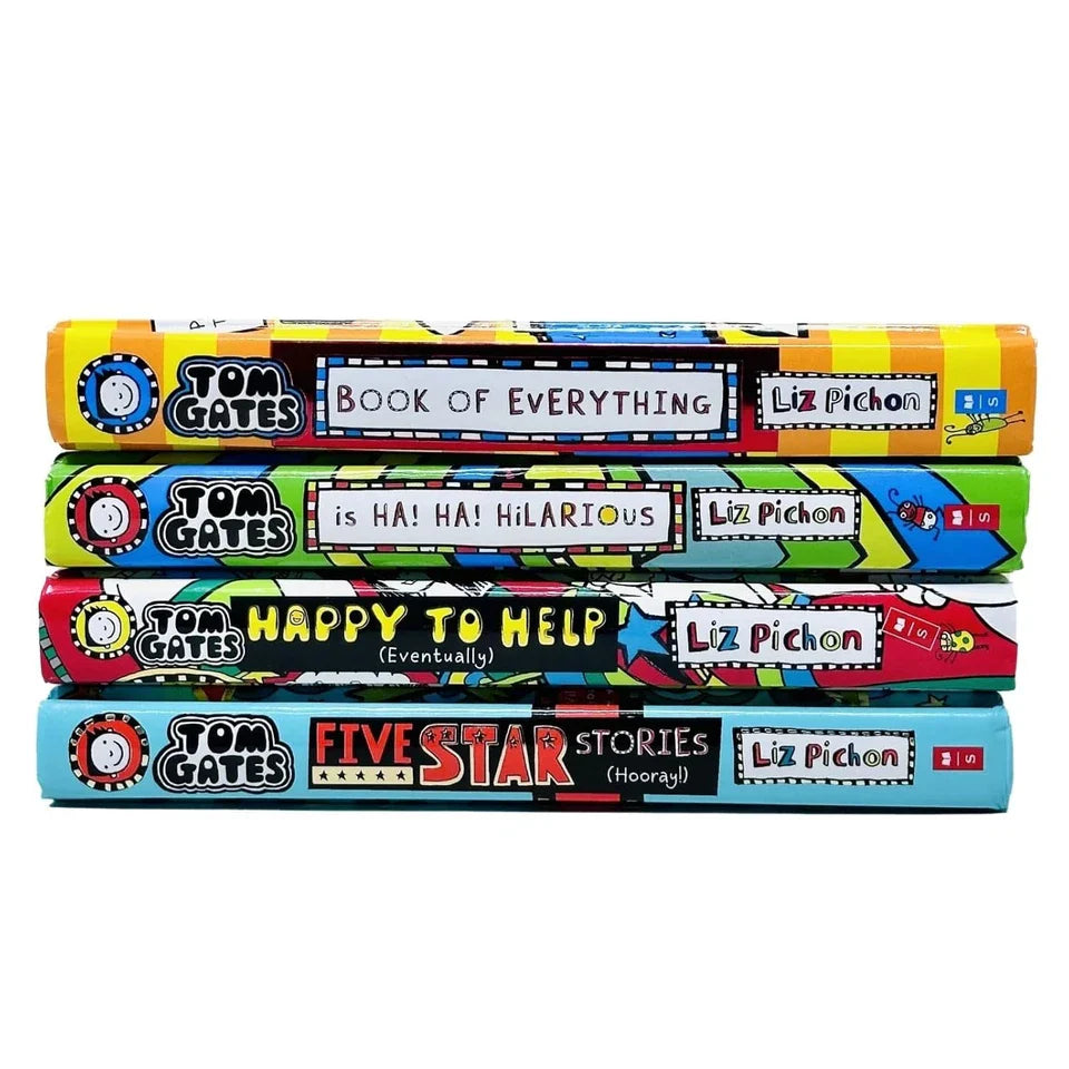 Tom Gates Series 4 Books Collection Set By Liz Pichon (Ha! Ha! Hilarious, Book of Everything, Five Star Stories and Happy to Help (eventually))