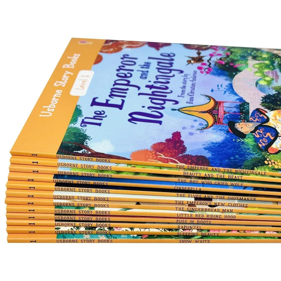 Usborne Story Level 1 Beginner Reader 12 Books Collection Set (Beauty and the Beast, The Boy Who Cried Wolf, Cinderella, Gingerbread Man)