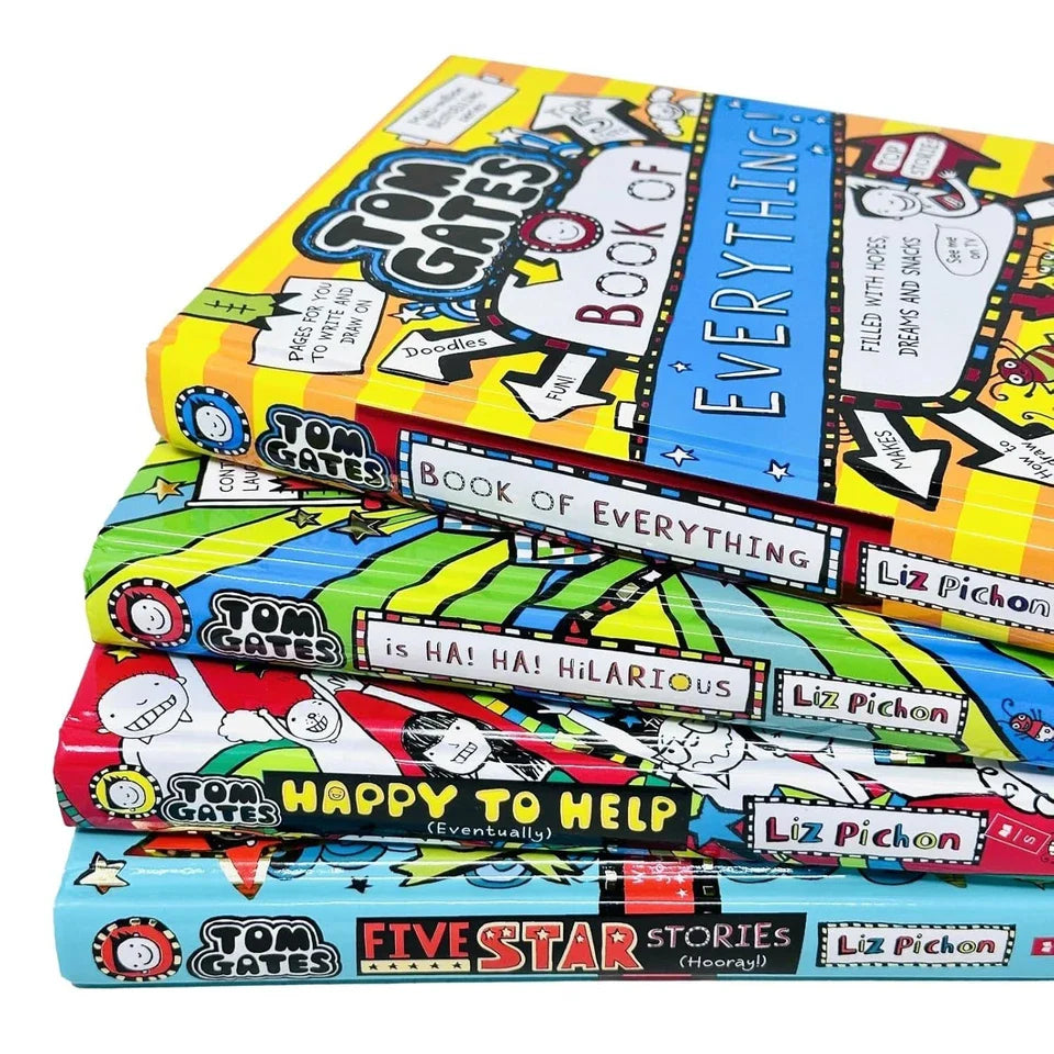 Tom Gates Series 4 Books Collection Set By Liz Pichon (Ha! Ha! Hilarious, Book of Everything, Five Star Stories and Happy to Help (eventually))